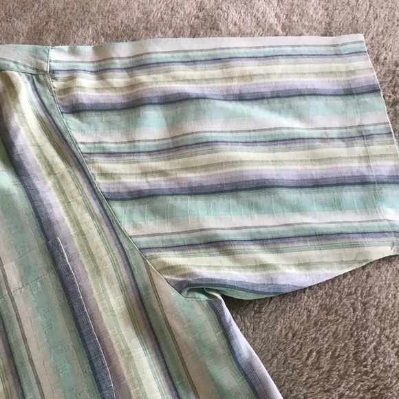 Tommy Bahama Hawaiian striped shirt LRG 100% Silk - Picture 10 of 12